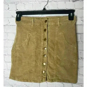 Altar’d State Tan Buttoned Corduroy Mini Skirt Size M